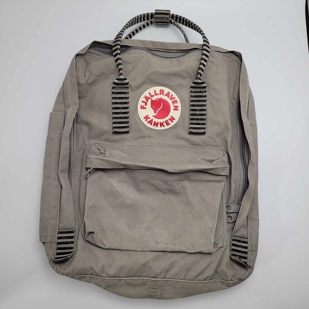 Fjallraven Kanken Gray Backpack Adjustable Strap Top Handle Outdoor School